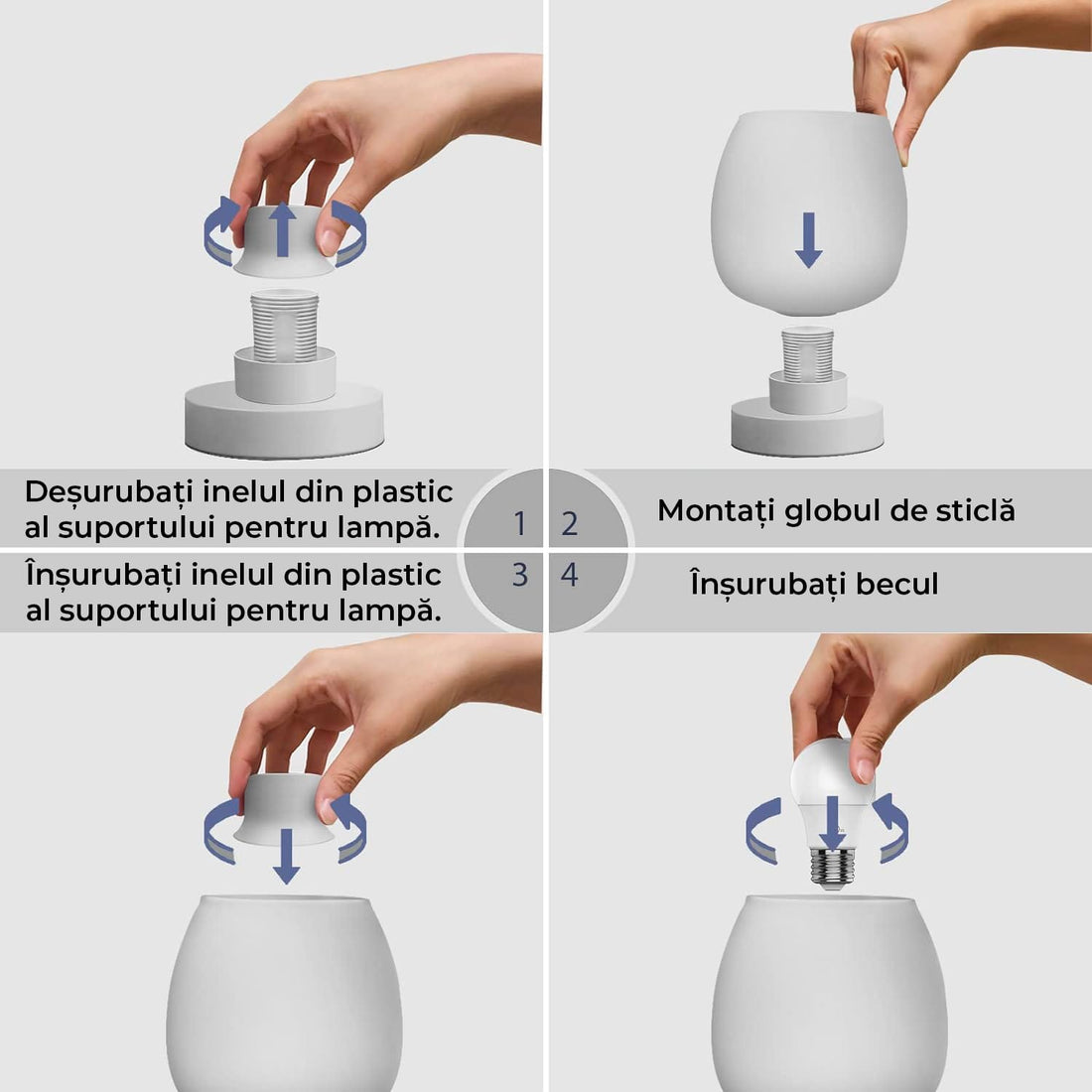 Veioza Dormitor si Birou, Design Modern Minimalist cu Bec LED de Lumina Calda Inclus, 3 Moduri de Functionare, Control prin Atingere