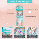 Role reglabile pentru copii si adulti, 4 roti luminoase din silicon, 4 marimi ajustabile, rulmenti ABEC-7, Aluminiu/poliuretan, Model 955B, marimea S 28-31, Verde