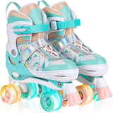 Role reglabile pentru copii si adulti, 4 roti luminoase din silicon, 4 marimi ajustabile, rulmenti ABEC-7, Aluminiu/poliuretan, Model 955B, marimea L 36-39, Verde