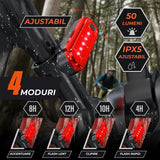 Set Lumini Bicicleta Fata/Spate, Far Fata de 250 Lumen, Reincarcabil USB-C, Far cu 3 Moduri de Iluminare, Stop cu 4 Moduri de Flash,  Rezistent la Apa IPX4, Negru