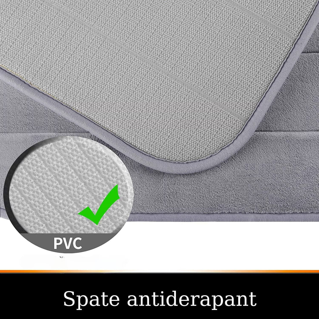 Covor baie universal, spuma cu memorie, absorbant, antiderapant, memory foam, 80x50 cm, gri