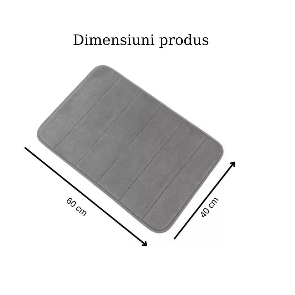 Covor baie universal, spuma cu memorie, absorbant, antiderapant, memory foam, 80x50 cm, gri