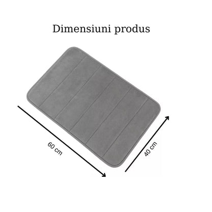 Covor baie universal, spuma cu memorie, absorbant, antiderapant, memory foam, 80x50 cm, gri