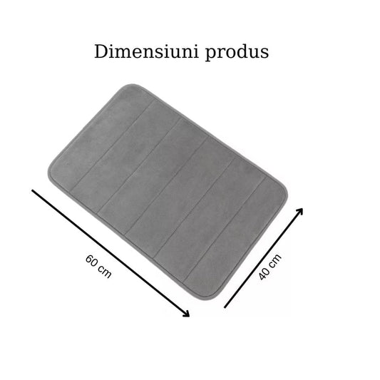 Covor baie universal, spuma cu memorie, absorbant, antiderapant, memory foam, 80x50 cm, gri