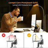 Lampa LED de Birou Ultra Wide, Luminozitate și Temperatură Lumină Reglabilă, cu Clemă de Prindere, Gât Reglabil, Temperatură Lumină 2700-6500K, Lățime 43 cm, Negru