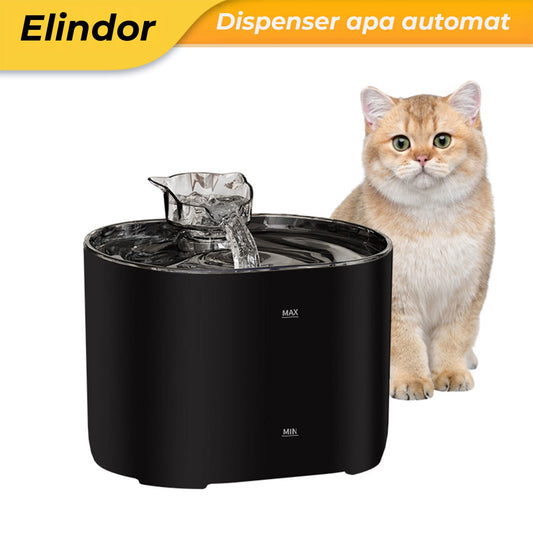 Dispenser Apa Automat, Tip Fantana, pentru Pisici si Caini, cu Filtrare în 4 Etape Avansate de Filtrare, Filtru Bumbac, Rasina Ioni, Carbune Activ, Tesetura Medicala, 2.2 L, 5V, Silentios, Negru