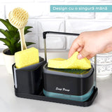 Set dispenser săpun vase cu suport burete, tavă, organizator ustensile, perie și pâlnie