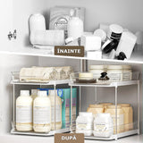 Organizator multifuncțional 2 niveluri, glisant, 32x21x27 cm, transparent