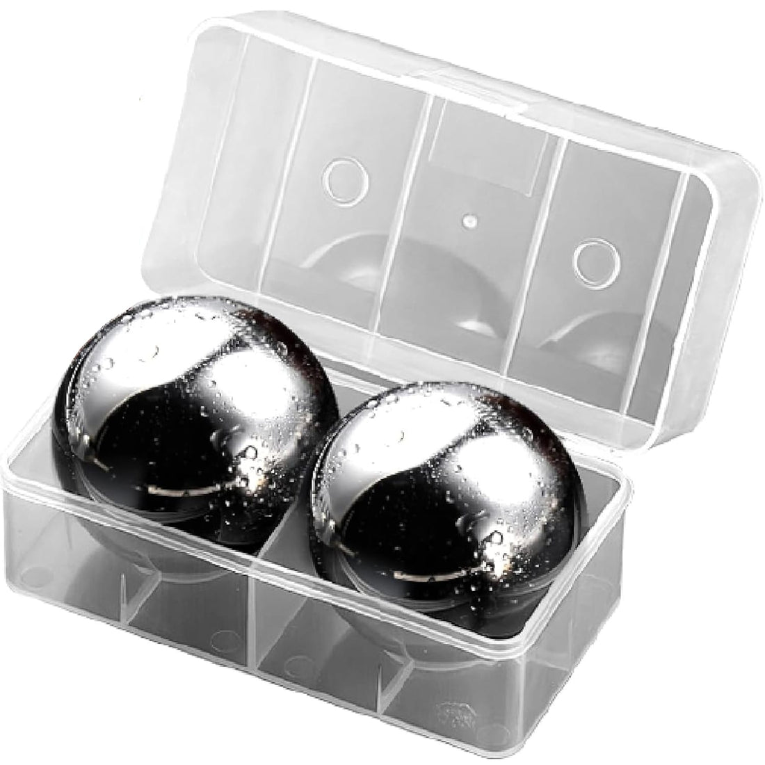 Set 2 pietre răcire sferice din inox alimentar, reutilizabile, mențin 4 ore, argintiu