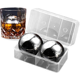Set 2 pietre răcire sferice din inox alimentar, reutilizabile, mențin 4 ore, argintiu