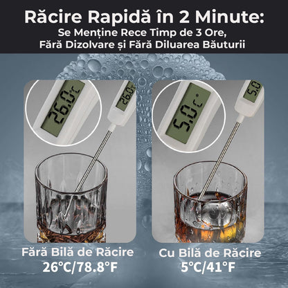 Set 2 pietre răcire sferice din inox alimentar, reutilizabile, mențin 4 ore, argintiu