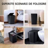 Cos De Gunoi Cu Capac Rabatabil, 15 Litri, Subtire, Pentru Baie, Dormitor, Birou, Camera De Zi, Negru