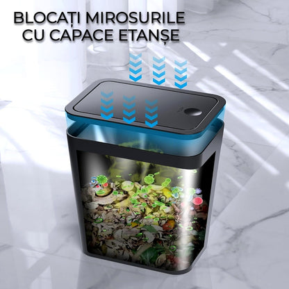 Cos De Gunoi Cu Capac Rabatabil, 15 Litri, Subtire, Pentru Baie, Dormitor, Birou, Camera De Zi, Negru