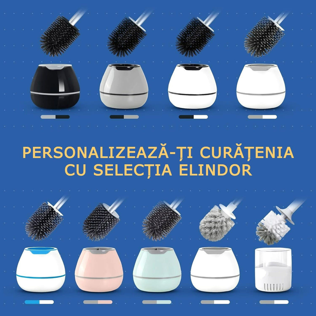 Perie de Toaleta din Silicon, Maner de Aluminiu si Penseta, Recipient Pentru Scurgerea Apei, Peri Moi,  Alb