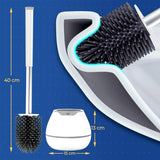 Perie de Toaleta din Silicon, Maner de Aluminiu si Penseta, Recipient Pentru Scurgerea Apei, Peri Moi,  Alb