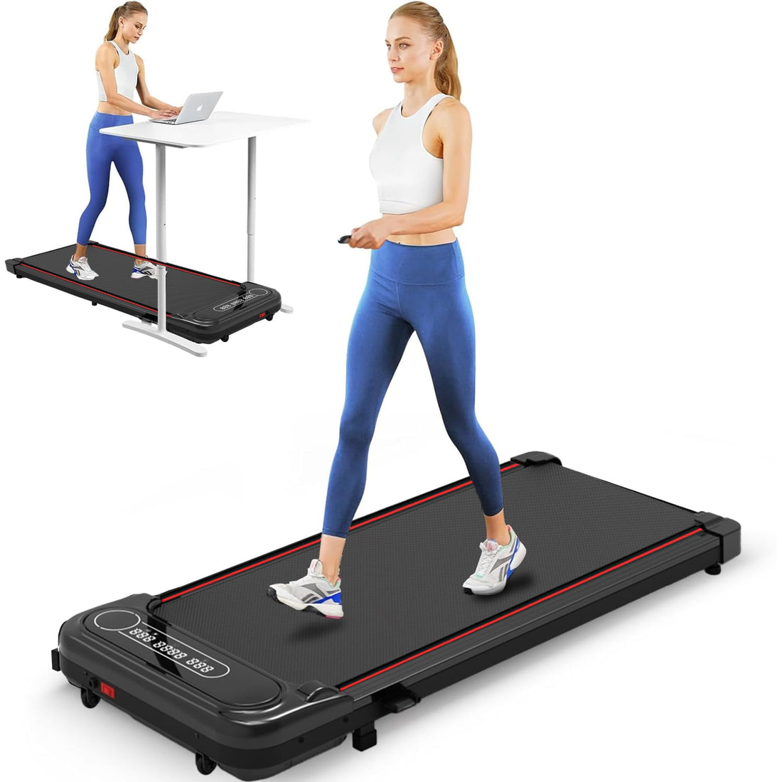 Bandă de alergare HF1300, 1.5 CP, LED, 8.8 km/h, suport 100 kg, negru