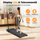 Bandă de alergare HF1300, 1.5 CP, LED, 8.8 km/h, suport 100 kg, negru