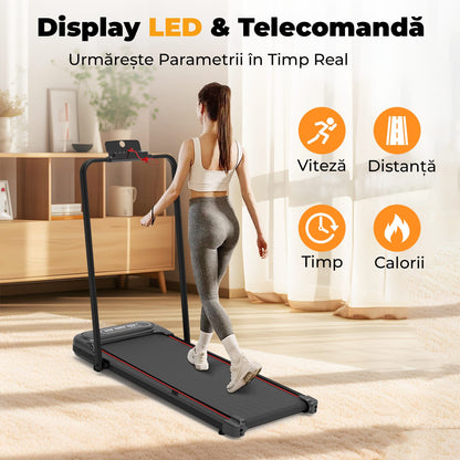 Bandă de alergare HF1300, 1.5 CP, LED, 8.8 km/h, suport 100 kg, negru