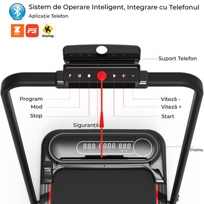 Bandă de alergare HF1300, 1.5 CP, LED, 8.8 km/h, suport 100 kg, negru
