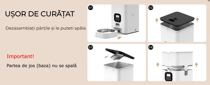 Hranitor automat pentru câini și pisici, 4L, control porții și intervale, alb