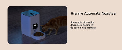 Hranitor automat pentru câini și pisici, 4L, control porții și intervale, alb