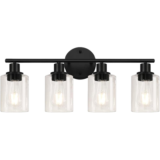 Plafonieră vintage 4 capete, cadru metalic, soclu ceramic, compatibil E26, negru mat