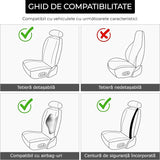 Set 2 huse impermeabile scaune auto cu buzunar și pernițe centură, roz
