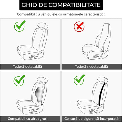 Set 2 huse impermeabile scaune auto cu buzunar și pernițe centură, roz