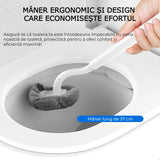 Set Perie si Suport pentru Vasul de Toaleta, Design Ergonomic, Peri Durabili, Dimensiune Compacta pentru Curatarea Locurilor Greu Accesibile, autoadeziv pe perete, Alb