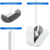 Set Perie si Suport pentru Vasul de Toaleta, Design Ergonomic, Peri Durabili, Dimensiune Compacta pentru Curatarea Locurilor Greu Accesibile, autoadeziv pe perete, Alb