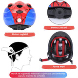Set Protectie Pentru Copii 7 in 1, Casca cu Marime Reglabila, Genunchiere, Cotiere si Aparatori Incheieturi, Multicolor, 3-8 ani, Marimea S, Spiderman