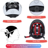 Set Protectie Pentru Copii 7 in 1, Casca cu Marime Reglabila, Genunchiere, Cotiere si Aparatori Incheieturi, Multicolor, 3-8 ani, Batman, Marimea S, Alb