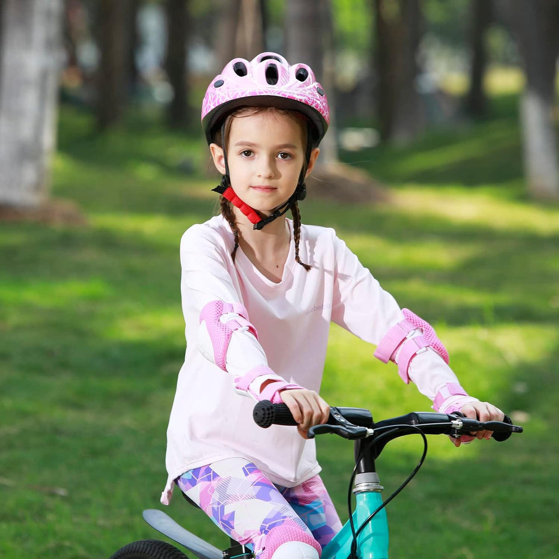 Set Protectie Pentru Copii 7 in 1, Casca cu Marime Reglabila, Genunchiere, Cotiere si Aparatori Incheieturi, Multicolor, 3-8 ani, Galactic, Marimea XS, Roz