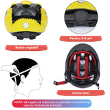 Set Protectie Pentru Copii 7 in 1, Casca cu Marime Reglabila, Genunchiere, Cotiere si Aparatori Incheieturi, Multicolor, 3-8 ani, Batman, Marimea XS, Galben