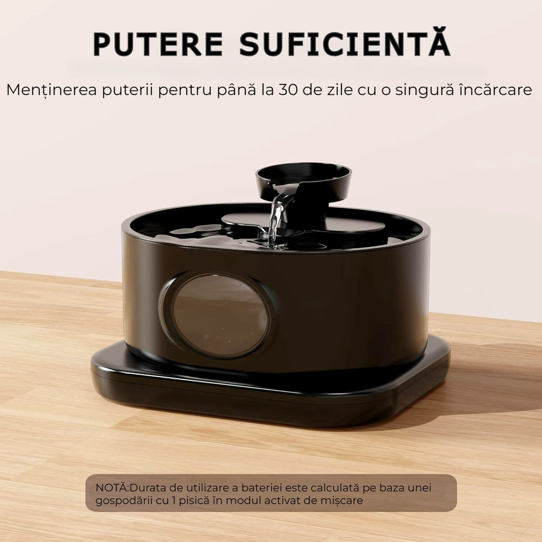 Dispenser wireless apă 2.8L, filtrare carbon activ, 2 moduri de flux, negru