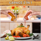 Set 24 recipiente sticlă cu capac bambus, etichete și marker, transparente