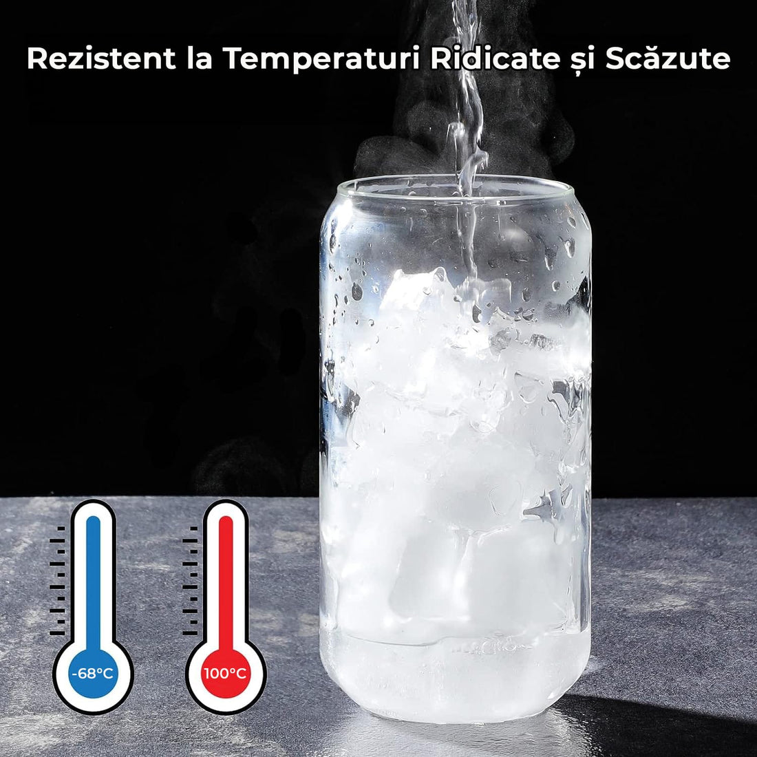 Set 4 Pahare din Sticla cu Capac din Bambus si Pai din Sticla - 480ml - Forma de Doza - Ideale pentru Cocktailuri, Bere, Cafea, Ceai, 2 Perii de Curatat Incluse, Transparente