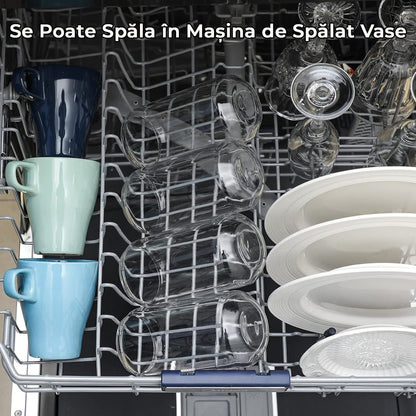 Set 4 Pahare din Sticla cu Capac din Bambus si Pai din Sticla - 480ml - Forma de Doza - Ideale pentru Cocktailuri, Bere, Cafea, Ceai, 2 Perii de Curatat Incluse, Transparente