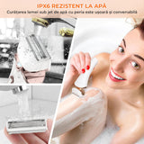 Epilator umed/uscat, 3 lame detașabile, USB, stație de încărcare, alb/auriu