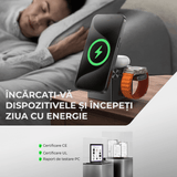 Incarcator Wireless 3 in 1 Magsafe, Portabil, Pliabil fara fir, Fast Charge 22.5 W, Suport telefon, Compatibil iPhone, Airpods, Smartwatch Apple, Negru