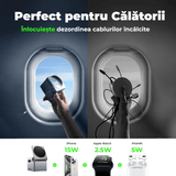 Incarcator Wireless 3 in 1 Magsafe, Portabil, Pliabil fara fir, Fast Charge 22.5 W, Suport telefon, Compatibil iPhone, Airpods, Smartwatch Apple, Negru