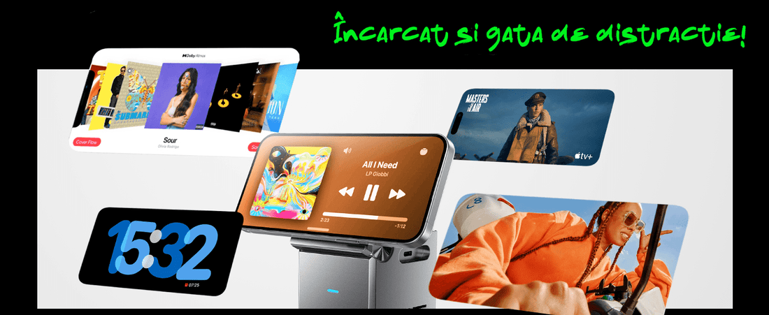 Incarcator Wireless 3 in 1 Magsafe, Portabil, Pliabil fara fir, Fast Charge 22.5 W, Suport telefon, Compatibil iPhone, Airpods, Smartwatch Apple, Negru