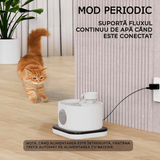 Dispenser Wireless Apa Tip Fantana Pentru Pisici Si Caini, Cu Purificare Si Filtrare Prin Carbune Activ, Silentios, 2.8 L, 2 Moduri De Flux, Alb