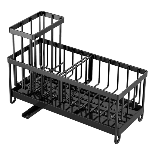 Suport burete multifuncțional, organizator chiuvetă, oțel inoxidabil, negru