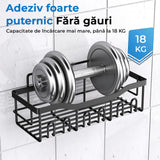 Raft de dus, etajera baie, pentru depozitare in bucatarie, organizator baie, prindere adeziv, set 2 rafturi de dus, Negru