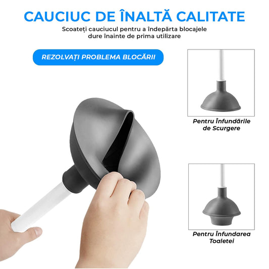 Set perie WC și pompă, suport discret, mâner ergonomic, alb