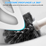 Set perie WC și pompă, suport discret, mâner ergonomic, alb