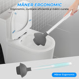 Set perie WC și pompă, suport discret, mâner ergonomic, alb
