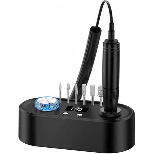 Freza Unghii Profesionala, Pila Electrica Pentru Manichiura-Pedichiura, 40.000 RPM, 7 Capete Pentru Pila, Ecran LCD, Design Ergonomic, Negru