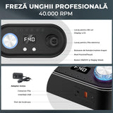 Freza Unghii Profesionala, Pila Electrica Pentru Manichiura-Pedichiura, 40.000 RPM, 7 Capete Pentru Pila, Ecran LCD, Design Ergonomic, Negru